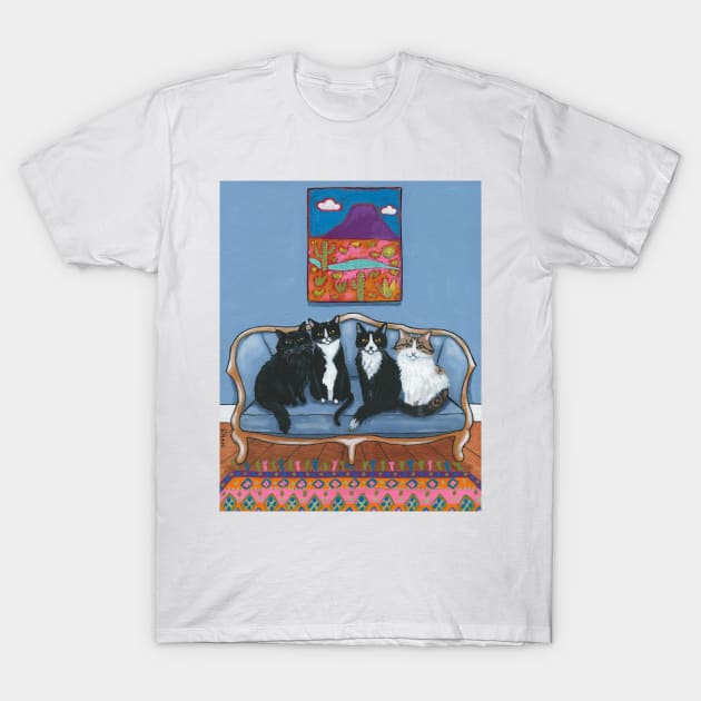 The Sofa Cats T-Shirt by KilkennyCat Art